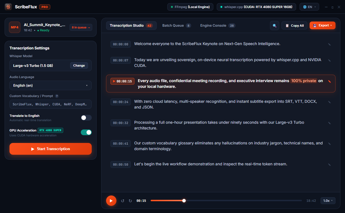 ScribeFlux PRO Desktop Interface